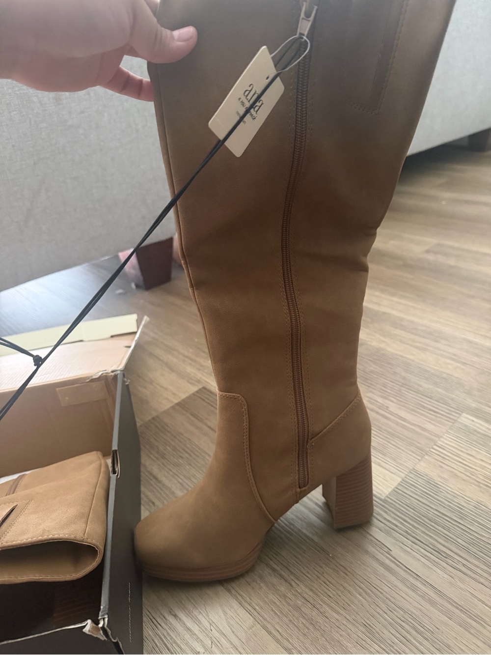 Knee-High Heeled Boots Tan ANA Gould